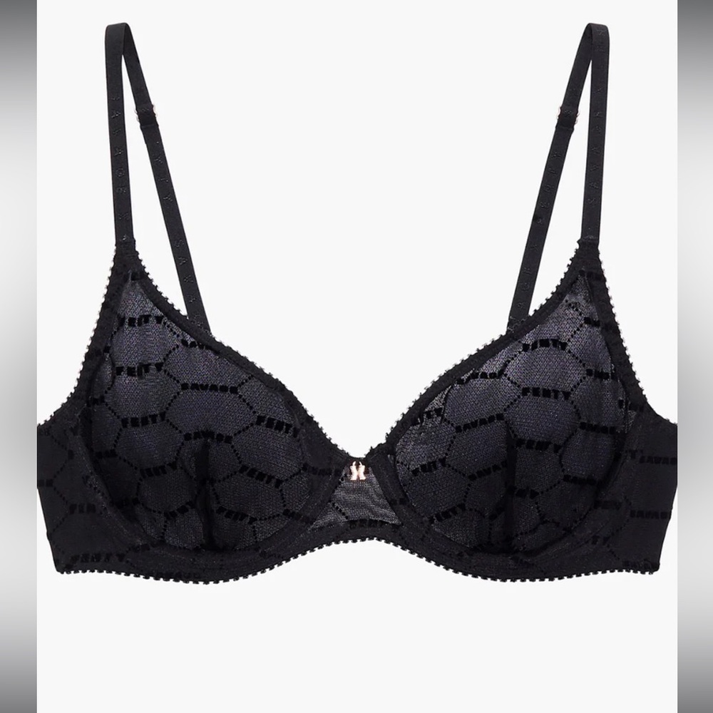 Flocked Logo Unlined Demi Bra Savage X Fenty Black